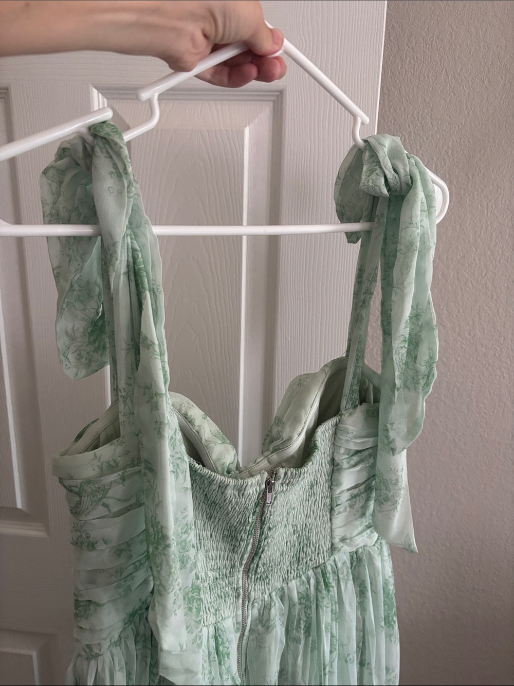 Petal & Pup Mint Green Floral Maxi Dress with Tie Straps - Picture 3 of 4